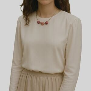 Vintage 80s Blouse Satin Flowers Shoulder Pads SZ 10P Cottagecore CoastalGrandma